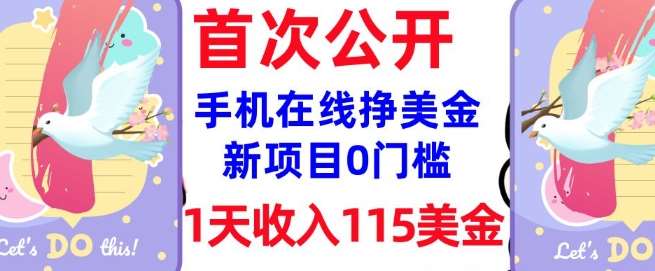 在线挣美金新项目，0门槛，1天收入115美刀，无脑操作，真正被动收入|无忧资源社