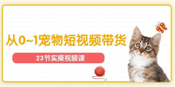 宠物行业从0~1宠物短视频带货实操课（23节课）|无忧资源社