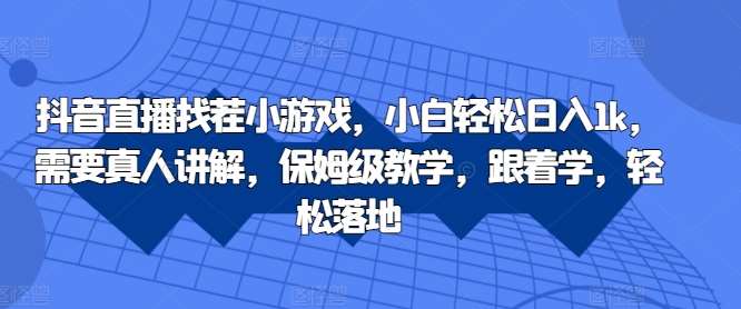 抖音直播找茬小游戏，小白轻松日入1k，需要真人讲解，保姆级教学，跟着学，轻松落地【揭秘】|无忧资源社