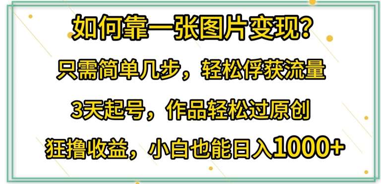 如何靠一张图片变现?只需简单几步，轻松俘获流量，3天起号，作品轻松过原创【揭秘】|无忧资源社
