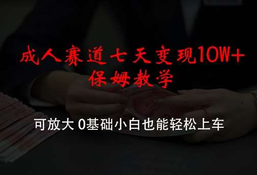 成人赛道七天变现10W+保姆教学，可放大，0基础小白也能轻松上车【揭秘】|无忧资源社