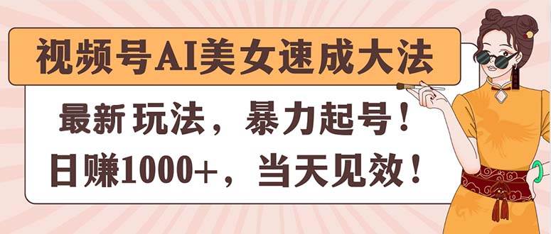 （11330期）视频号AI美女速成大法，暴力起号，日赚1000+，当天见效|无忧资源社