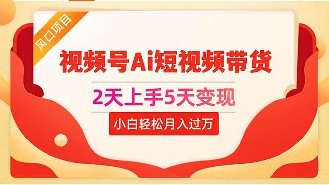 （10807期）2天上手5天变现视频号Ai短视频带货0粉丝0基础小白轻松月入过万|无忧资源社