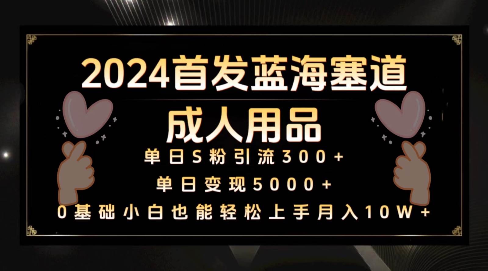 2024首发蓝海塞道成人用品，月入10W+保姆教程|无忧资源社