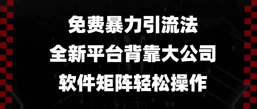 （13745期）免费暴力引流法，全新平台，背靠大公司，软件矩阵轻松操作|无忧资源社