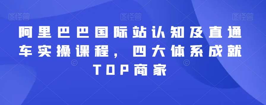 阿里巴巴国际站认知及直通车实操课程，四大体系成就TOP商家|无忧资源社