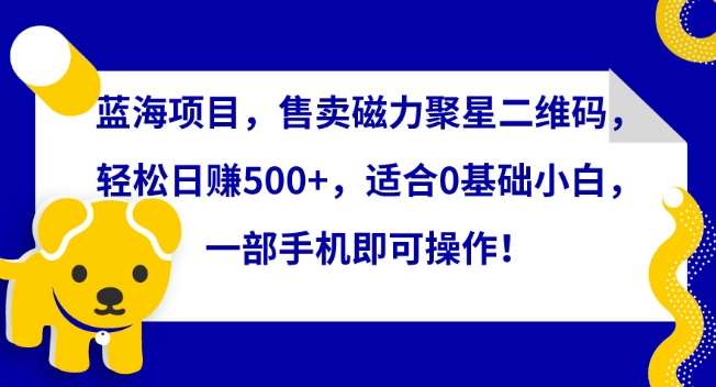 蓝海项目，售卖磁力聚星二维码，轻松日赚500+，适合0基础小白，一部手机即可操作【揭秘】|无忧资源社
