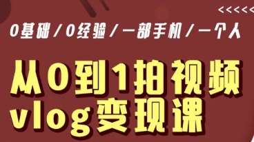 从0到1拍视频vlog变现课，5分钟每天，每月多赚1W|无忧资源社