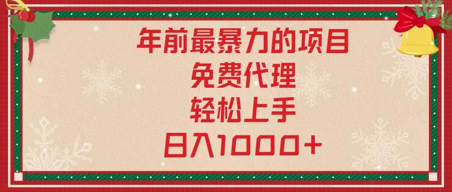 （13773期）年前最暴力的项目，免费代理，轻松上手，日入1000+|无忧资源社