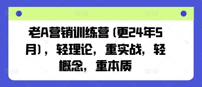 老A营销训练营(更24年7月)，轻理论，重实战，轻概念，重本质|无忧资源社