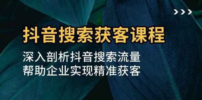 抖音搜索获客课程：深入剖析抖音搜索流量，帮助企业实现精准获客|无忧资源社