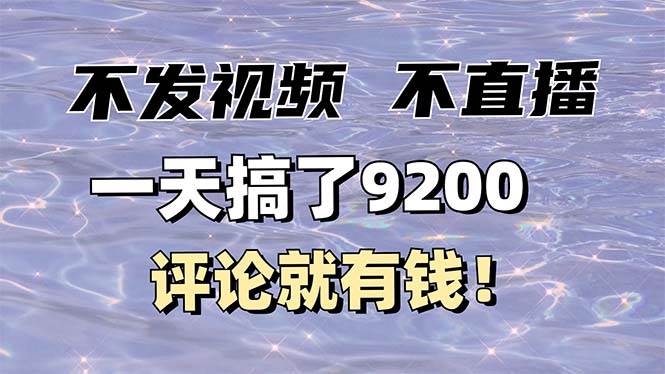 （14018期）不发作品不直播，评论就有钱，一条最高10块，一天搞了9200|无忧资源社