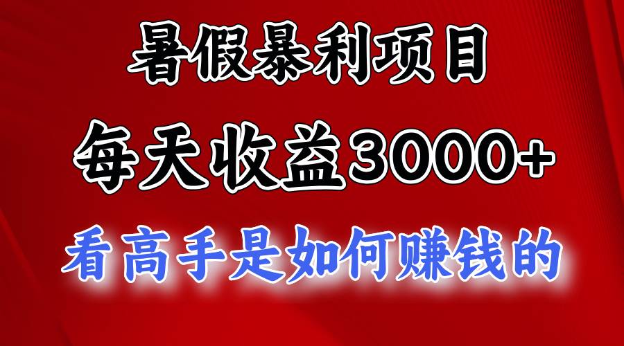 （11422期）暑假暴利项目，每天收益3000+ 努努力能达到5000+，暑假大流量来了|无忧资源社