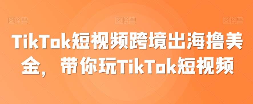TikTok短视频跨境出海撸美金，带你玩TikTok短视频|无忧资源社