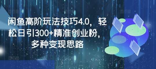 闲鱼高阶玩法技巧4.0，轻松日引300+精准创业粉，多种变现思路|无忧资源社