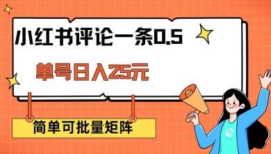 小红书评论一条0.5元 单账号一天可得25元 可矩阵操作 简单无脑靠谱【揭秘】|无忧资源社