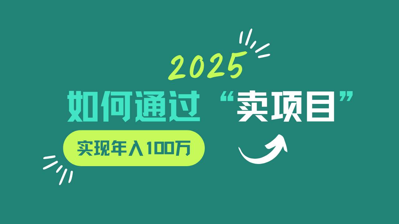 2025年如何通过“卖项目”实现年入100w|无忧资源社