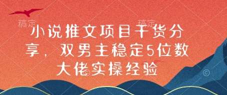 小说推文项目干货分享，双男主稳定5位数大佬实操经验|无忧资源社