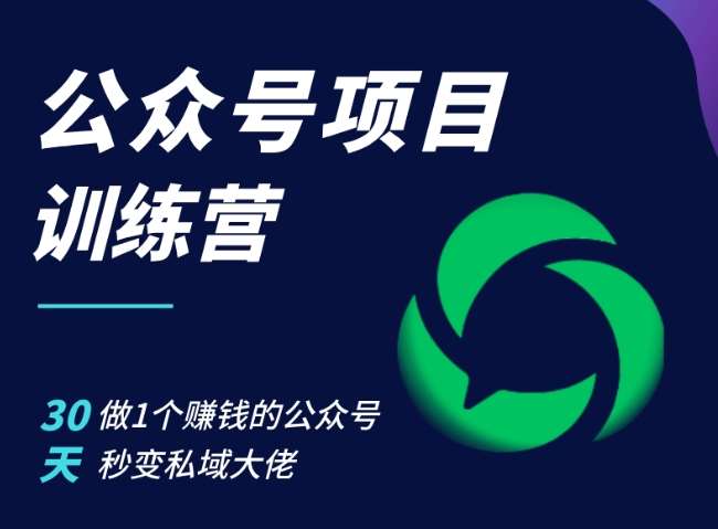 公众号项目训练营，30天做1个赚钱的公众号，秒变私域大佬|无忧资源社