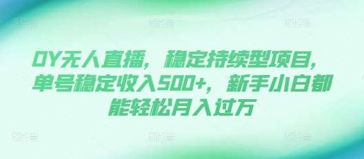 DY无人直播，稳定持续型项目，单号稳定收入500+，新手小白都能轻松月入过万【揭秘】|无忧资源社