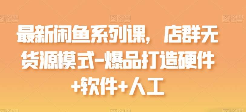最新闲鱼系列课，店群无货源模式-爆品打造硬件+软件+人工|无忧资源社
