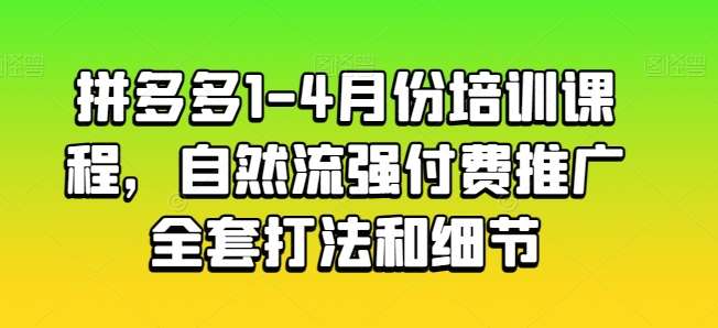 拼多多1-4月份培训课程，自然流强付费推广全套打法和细节|无忧资源社