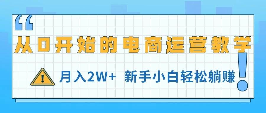 （11081期）从0开始的电商运营教学，月入2W+，新手小白轻松躺赚|无忧资源社