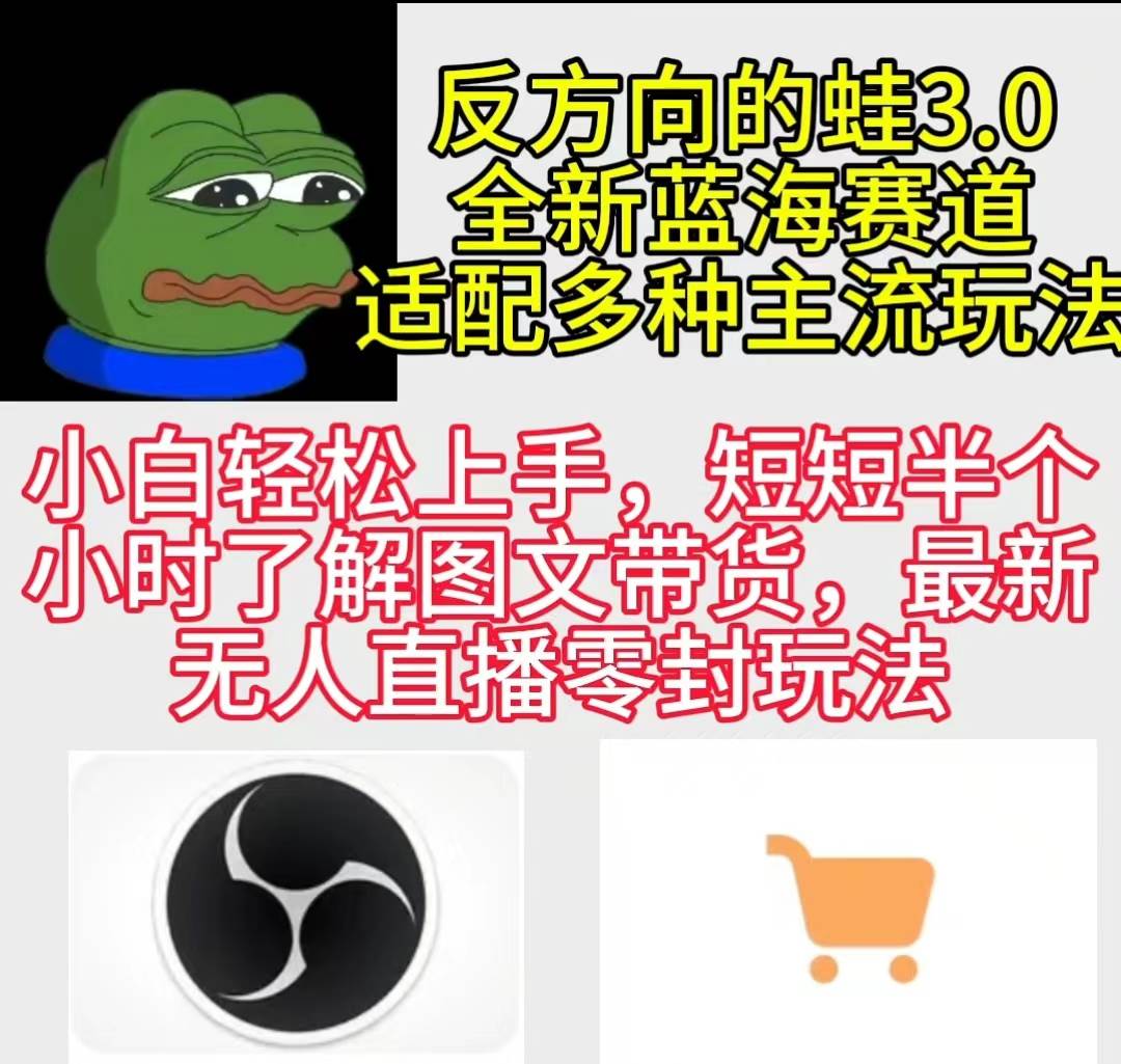 （9485期）反方向的蛙3.0，图文最新玩法，变现多元化，新蓝海项目，小白轻松上手|无忧资源社