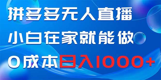 （8450期）拼多多无人直播，小白在家就能做，0成本日入1000+|无忧资源社