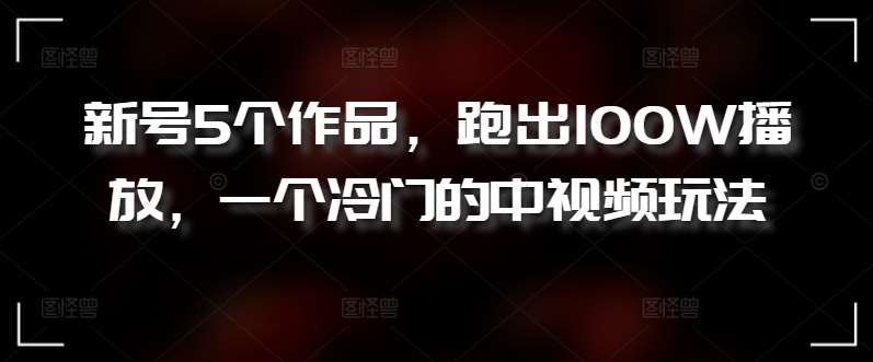 新号5个作品，跑出100W播放，一个冷门的中视频玩法【揭秘】|无忧资源社