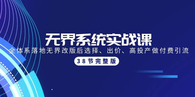 （9992期）无界系统实战课：全体系落地无界改版后选择、出价、高投产做付费引流-38节|无忧资源社