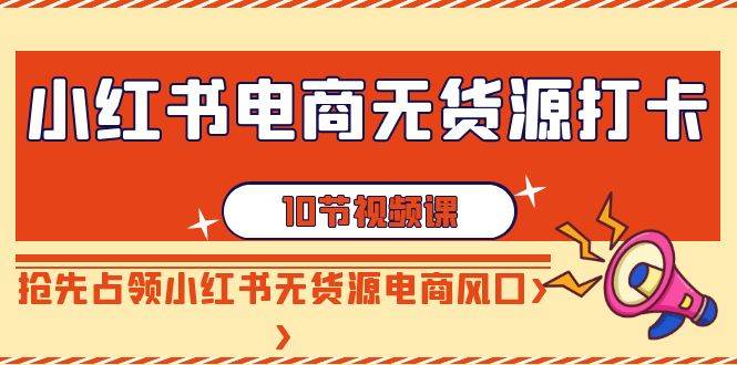（9015期）小红书电商-无货源打卡，抢先占领小红书无货源电商风口（10节课）|无忧资源社