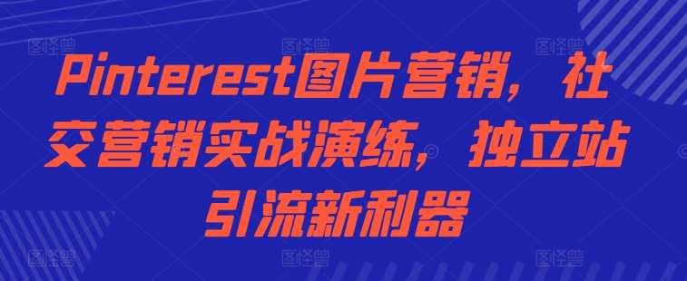 Pinterest图片营销，社交营销实战演练，独立站引流新利器|无忧资源社
