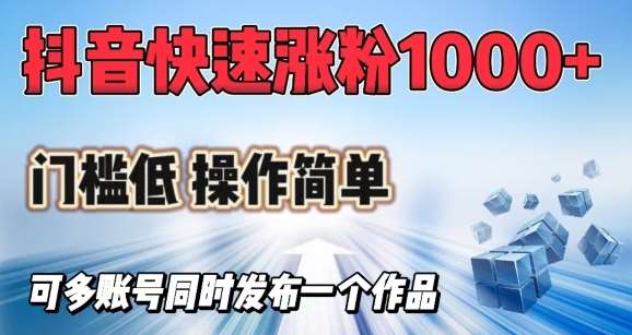 抖音快速涨1000+粉，门槛低操作简单，可多账号同时发布一个作品|无忧资源社