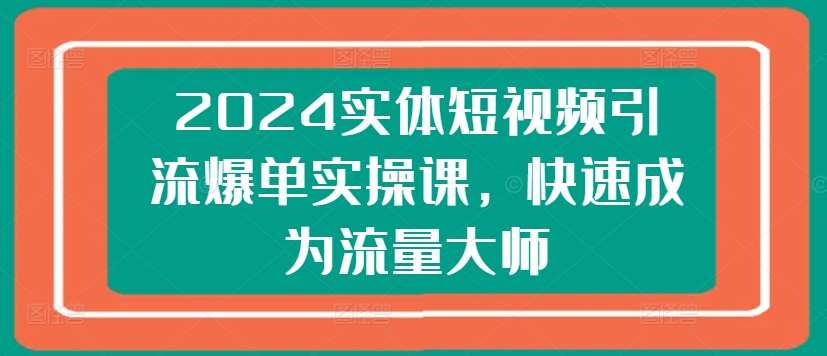 2024实体短视频引流爆单实操课，快速成为流量大师|无忧资源社