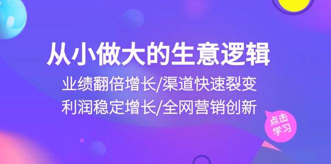 （10438期）从小做大生意逻辑：业绩翻倍增长/渠道快速裂变/利润稳定增长/全网营销创新|无忧资源社