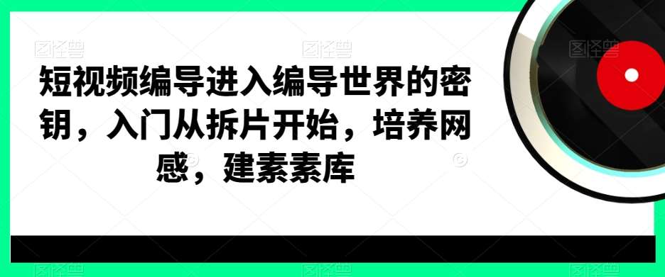 短视频编导进入编导世界的密钥，入门从拆片开始，培养网感，建素素库|无忧资源社