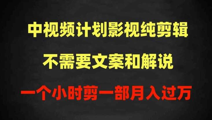 中视频计划影视纯剪辑，不需要文案和解说，一个小时剪一部，100%过原创月入过万【揭秘】|无忧资源社