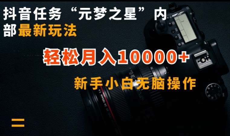 抖音任务“元梦之星”内部最新玩法，新手小白无脑操作，轻松月入10000+【揭秘】|无忧资源社