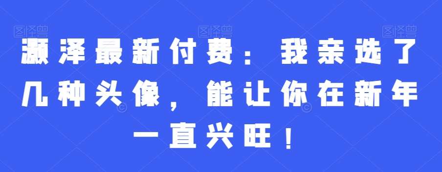 灏泽最新付费：我亲选了几种头像，能让你在新年一直兴旺！|无忧资源社
