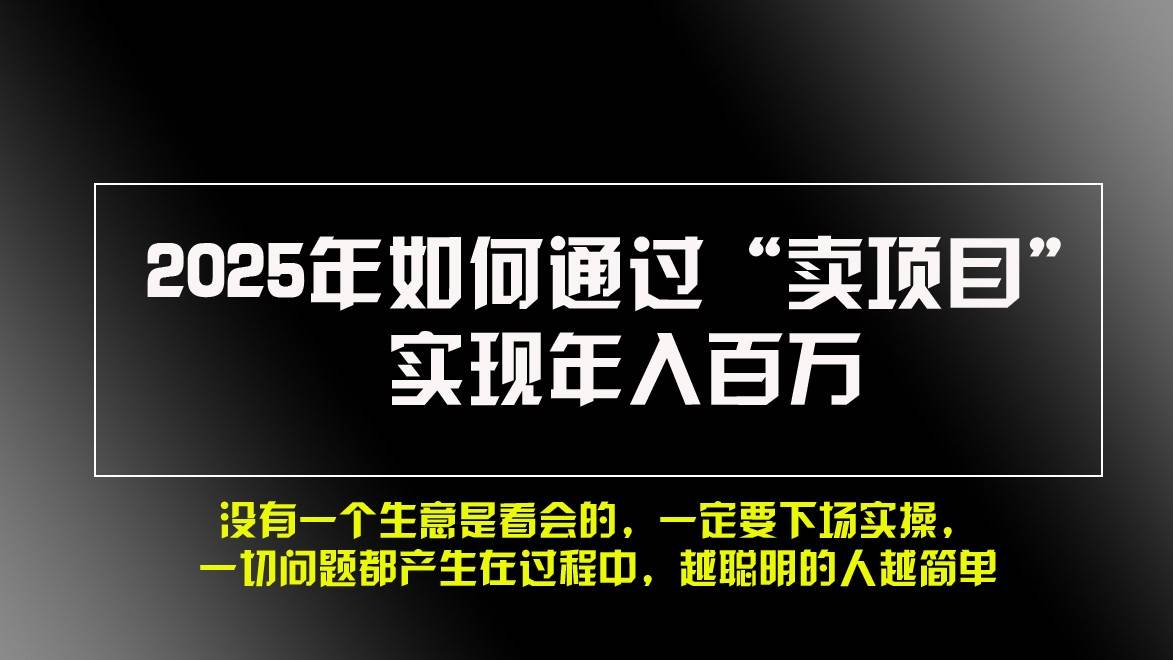 2025年如何通过“卖项目”实现年入百万|无忧资源社