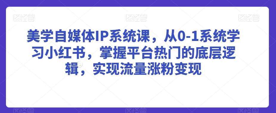 美学自媒体IP系统课，从0-1系统学习小红书，掌握平台热门的底层逻辑，实现流量涨粉变现|无忧资源社