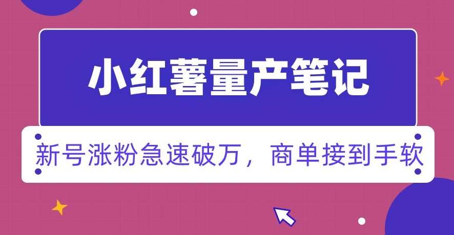 小红书量产笔记，一分种一条笔记，新号涨粉急速破万，新黑马赛道，商单接到手软【揭秘】|无忧资源社