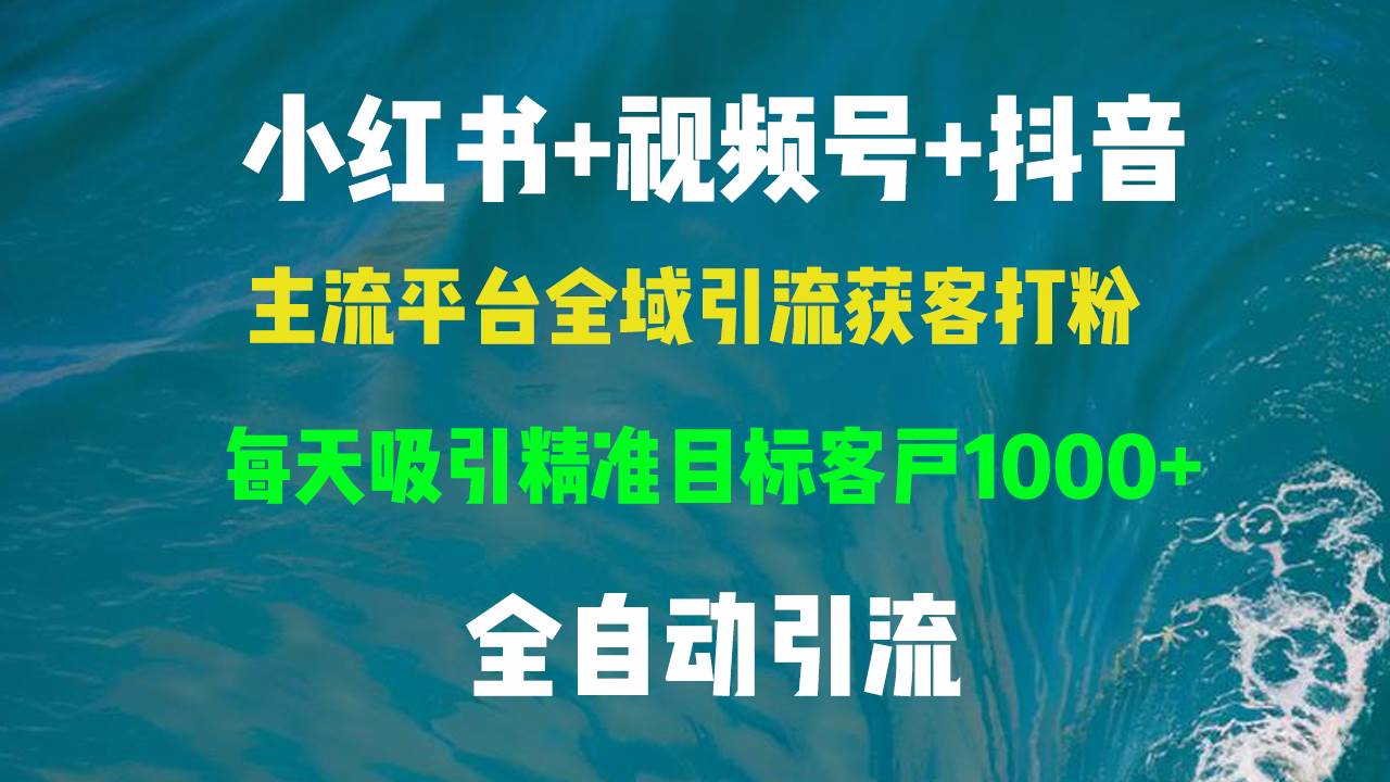 （13104期）小红书，视频号，抖音主流平台全域引流获客打粉，每天吸引精准目标客户…|无忧资源社
