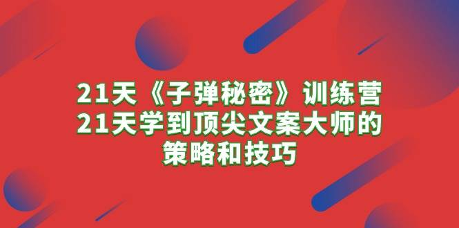 （10210期）21天《子弹秘密》训练营，21天学到顶尖文案大师的策略和技巧|无忧资源社