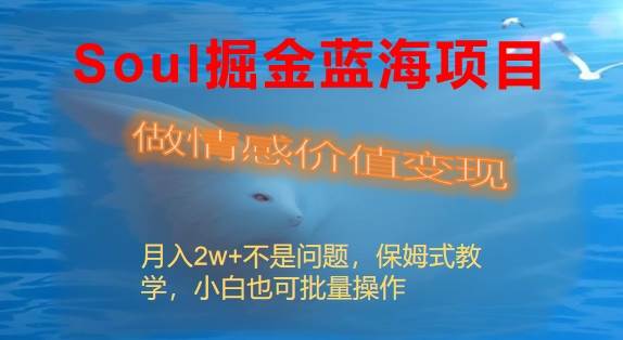 （8531期）Soul掘金蓝海项目细分赛道，做情感价值变现，月入2w+不是问题|无忧资源社