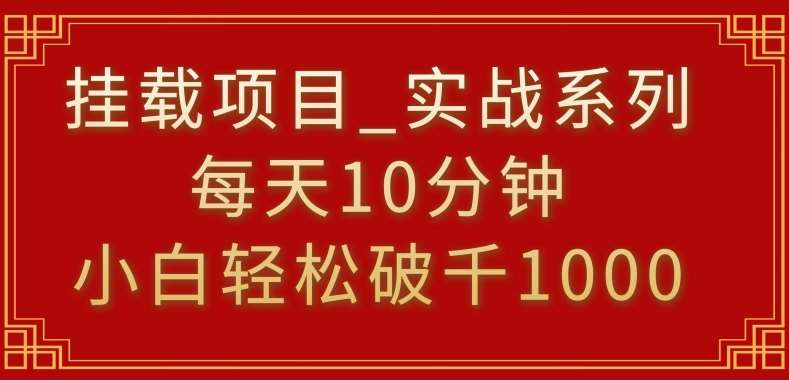 挂载项目，小白轻松破1000，每天10分钟，实战系列保姆级教程【揭秘】|无忧资源社