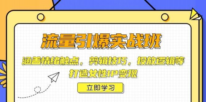 流量引爆实战班，涵盖情绪触点，剪辑技巧，投放逻辑等，打造女性IP变现|无忧资源社