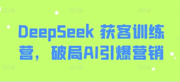 DeepSeek 获客训练营，破局AI引爆营销|无忧资源社