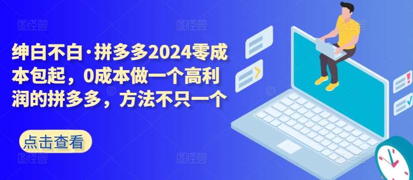 拼多多2024零成本包起，0成本做一个高利润的拼多多，方法不只一个|无忧资源社